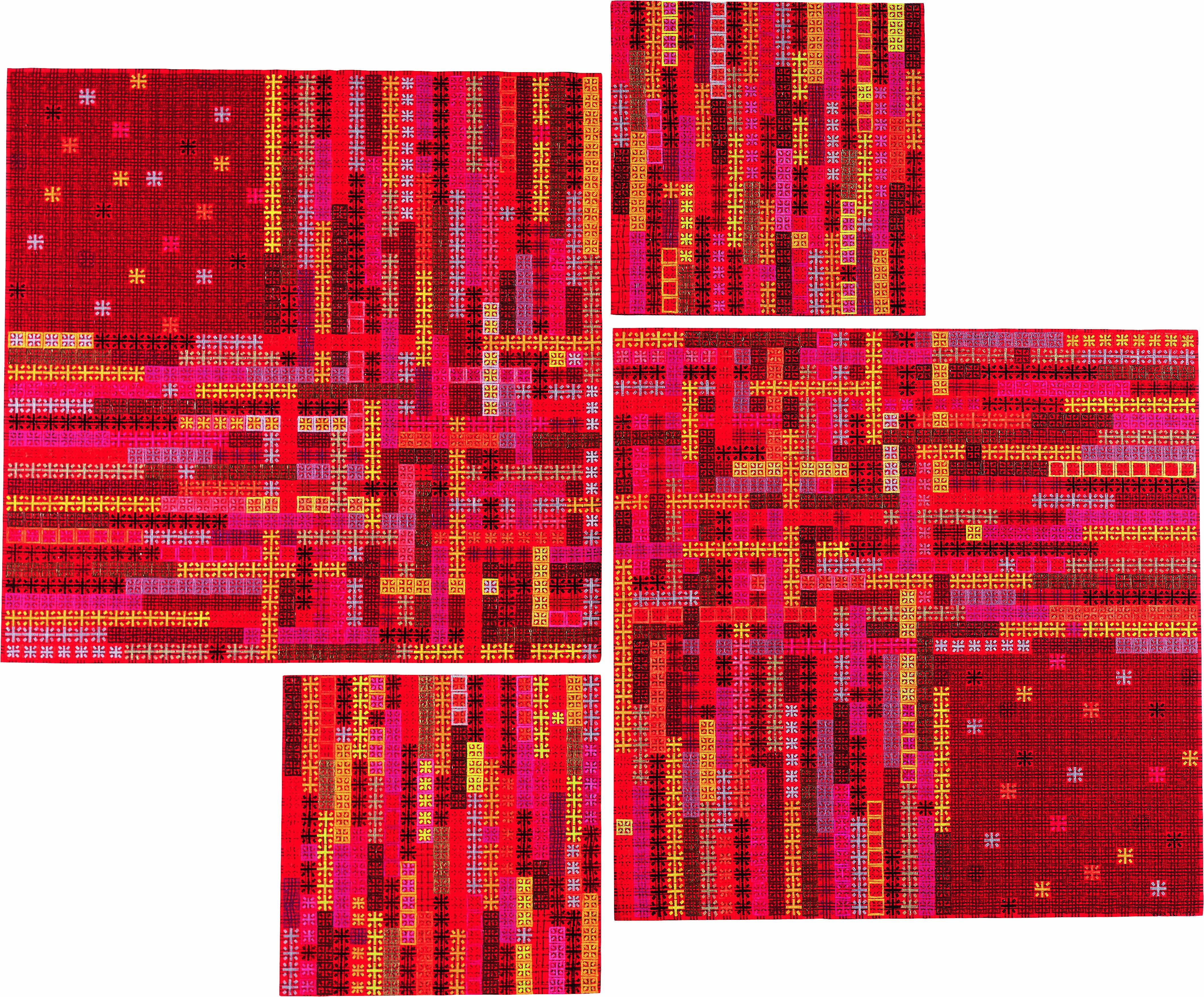 DING_YI_Appearance_of_Crosses_2008-22_Acrylic_on_tartan_two_canvas_150_x_150_cm_each,_and_two_canvas_80_x_80_cm_each_hi_res_2
